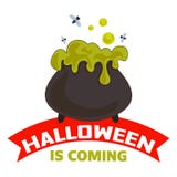 Halloween is komend embleem, beeldverhaalstijl vector illustratie Halloween is komend embleem, beeldverhaalstijl vector illustratie