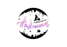 Halloween, logotipo, vector de la bandera del cartel, letra de la caligrafía del día de fiesta, palos, gato, bruja, zombi, cement ilustración del vector Halloween, logotipo, vector de la bandera del cartel, letra de la caligrafía del día de fiesta, palos, gato, bruja, zombi, cement ilustración del vector