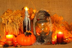 Halloween Pumkin On Linen Background. Royalty Free Stock Photography Halloween Pumkin On Linen Background. Royalty Free Stock Photography