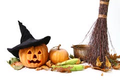 Halloween pumpa, hatt Arkivbild Halloween pumpa, hatt Arkivbild
