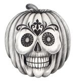Halloween Skull Pumpkin Tattoo . Stock Photography