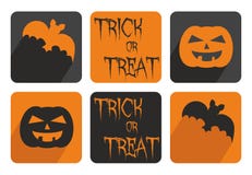 Halloween Vector Button Set With Bat And Pumpkin Stock Photography