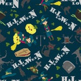 Halloween_22_seamless Pattern, In The Style Of Childrens Illustration, For Design Decoration At The Festive Event Stock Images