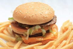 Hamburger And French Fries Stock Photos