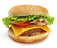 Hamburger d'isolement photographie stock libre de droits Hamburger d'isolement photographie stock libre de droits
