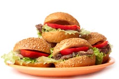 Hamburgers With Vegetables Stock Image