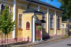 Arvolammi`s house, a Neorococo style building in Old Town of Hamina, Finland