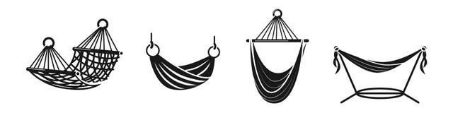 Hammock icons set, simple style vector illustration Hammock icons set, simple style vector illustration