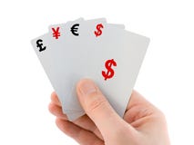 Hand And Money Cards Stock Photo