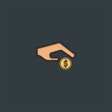 Hand and coin logo design vector illustration Hand and coin logo design vector illustration