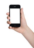 Hand die een zwarte telefoon houden royalty-vrije stock foto Hand die een zwarte telefoon houden royalty-vrije stock foto