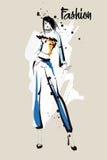 Hand dragen h?rlig ung kvinna stilfull flicka Modekvinnan skissar vektor illustrationer Hand dragen h?rlig ung kvinna stilfull flicka Modekvinnan skissar vektor illustrationer