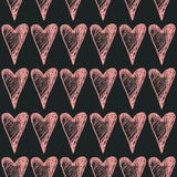 Hand dragen målad sömlös modell för hjärtor Rosa hjärtor på svart bakgrund Färgpulverillustration Prydnad för dag för valentin` s Royaltyfri Fotografi Hand dragen målad sömlös modell för hjärtor Rosa hjärtor på svart bakgrund Färgpulverillustration Prydnad för dag för valentin` s Royaltyfri Fotografi