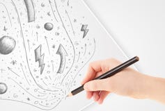 Hand drawing abstract sketches and doodles on paper royalty free illustration Hand drawing abstract sketches and doodles on paper royalty free illustration
