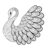 Hand drawing artistic Swan for adult coloring pages in doodle