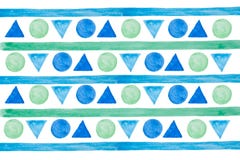 Hand drawn abstract watercolor lines, triangles and circles. Blue and green elements. Isolated. stock illustration Hand drawn abstract watercolor lines, triangles and circles. Blue and green elements. Isolated. stock illustration