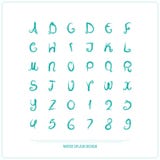 Hand drawn alphabet letters and numbers. vector watercolor, font type Stock Image Hand drawn alphabet letters and numbers. vector watercolor, font type Stock Image