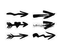 Hand drawn black six different arrows on white. Vector illustration. stock illustration Hand drawn black six different arrows on white. Vector illustration. stock illustration