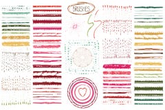 Hand drawn brushes,wreath set.Colored Doodle decor stock illustration Hand drawn brushes,wreath set.Colored Doodle decor stock illustration