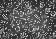 Hand Drawn Chalkboard Cooking Pattern Stock Photos Hand Drawn Chalkboard Cooking Pattern Stock Photos