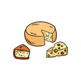 Hand drawn cheese set organic colorful doodle stock illustration Hand drawn cheese set organic colorful doodle stock illustration