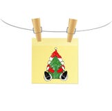 Hand-drawn christmas santa claus on yellow sticker hanging on clothespins. Vector on white background. Hand-drawn christmas tree and santa claus and snowman on royalty free illustration Hand-drawn christmas santa claus on yellow sticker hanging on clothespins. Vector on white background. Hand-drawn christmas tree and santa claus and snowman on royalty free illustration