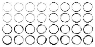 Hand drawn circles sketch frame set. Rounds scribble line circles. Doodle circular logo design elements. Vector royalty free illustration Hand drawn circles sketch frame set. Rounds scribble line circles. Doodle circular logo design elements. Vector royalty free illustration