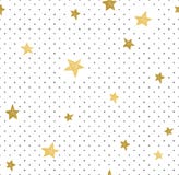 Hand drawn creative background. Simple minimalistic seamless pattern with golden stars and dots. Universal design. Royalty Free Stock Photography Hand drawn creative background. Simple minimalistic seamless pattern with golden stars and dots. Universal design. Royalty Free Stock Photography