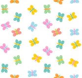 Hand Drawn Cute Colorful Butterflies Vector Pattern. White Background. Childish Simple Style. Abstract Multicolor Flying Butterfli royalty free illustration Hand Drawn Cute Colorful Butterflies Vector Pattern. White Background. Childish Simple Style. Abstract Multicolor Flying Butterfli royalty free illustration