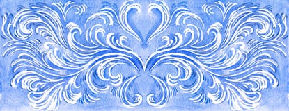Hand drawn frosty pattern on white background. Watercolor backgr stock illustration Hand drawn frosty pattern on white background. Watercolor backgr stock illustration