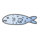 Hand Drawn Gradient Cartoon Doodle Of A Dead Fish Stock Photography