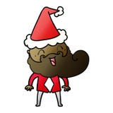 hand drawn gradient cartoon of a happy bearded man wearing santa hat royalty free illustration hand drawn gradient cartoon of a happy bearded man wearing santa hat royalty free illustration