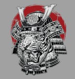 Hand drawn highly detailed Japanese tiger samurai vector illustration on grey ground vector illustration Hand drawn highly detailed Japanese tiger samurai vector illustration on grey ground vector illustration