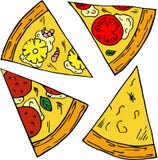 Hand drawn illustration of pizza in cartoon style. vector illustration Hand drawn illustration of pizza in cartoon style. vector illustration