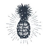 Hand drawn label with textured pineapple vector illustration. Royalty Free Stock Photography Hand drawn label with textured pineapple vector illustration. Royalty Free Stock Photography