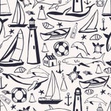 Hand drawn nautical icon set. Vector seamless pattern vector illustration Hand drawn nautical icon set. Vector seamless pattern vector illustration