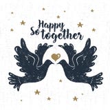 Hand drawn party label with textured doves vector illustration royalty free illustration Hand drawn party label with textured doves vector illustration royalty free illustration