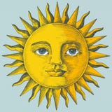 Hand drawn sun with face vector illustration Hand drawn sun with face vector illustration