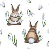 Hand drawn vector cartoon creative Easter seamless pattern with hares or rabbits stock illustration Hand drawn vector cartoon creative Easter seamless pattern with hares or rabbits stock illustration