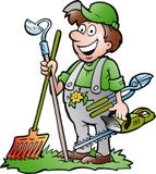 Hand-drawn Vector illustration of an happy Gardener