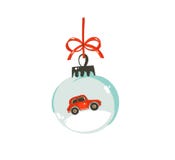 Hand Drawn Vector Merry Christmas Time Cartoon Graphic Illustration Design Element With Glass Snow Globe Ball With Red Stock Image Hand Drawn Vector Merry Christmas Time Cartoon Graphic Illustration Design Element With Glass Snow Globe Ball With Red Stock Image
