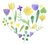 Hand-drawn waterverfbloemstuk boeket van gestileerde bloemen royalty-vrije illustratie Hand-drawn waterverfbloemstuk boeket van gestileerde bloemen royalty-vrije illustratie