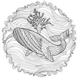 Hand getrokken gebocheldewalvis in de golven stock illustratie Hand getrokken gebocheldewalvis in de golven stock illustratie