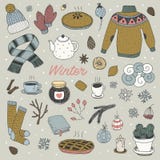Hand getrokken vector de winter naadloos patroon stock illustratie Hand getrokken vector de winter naadloos patroon stock illustratie