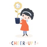 Hand getrokken vector van van de het meisjesengel van het kawaiibeeldverhaal van de de feeholding de bloempot royalty-vrije illustratie Hand getrokken vector van van de het meisjesengel van het kawaiibeeldverhaal van de de feeholding de bloempot royalty-vrije illustratie