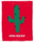 Hand Getrokken Viva Mexico - Lang Live Mexico Vector Poster Groene Cactus op een Rode Grunge-Achtergrond vector illustratie Hand Getrokken Viva Mexico - Lang Live Mexico Vector Poster Groene Cactus op een Rode Grunge-Achtergrond vector illustratie