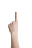 Hand girl shows the forefinger up stock photos Hand girl shows the forefinger up stock photos