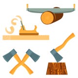 Hand-held quipment for forest destruction isolated illustrations set Royalty Free Stock Photography Hand-held quipment for forest destruction isolated illustrations set Royalty Free Stock Photography