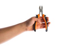 Hand holding combination cutting pliers royalty free stock photography Hand holding combination cutting pliers royalty free stock photography