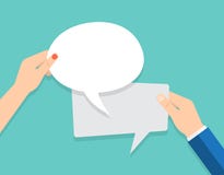 Hand holding an empty speech bubble stock illustration Hand holding an empty speech bubble stock illustration